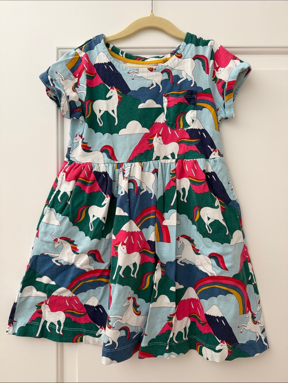 Boden Girls' Light Blue Unicorn Print Dress